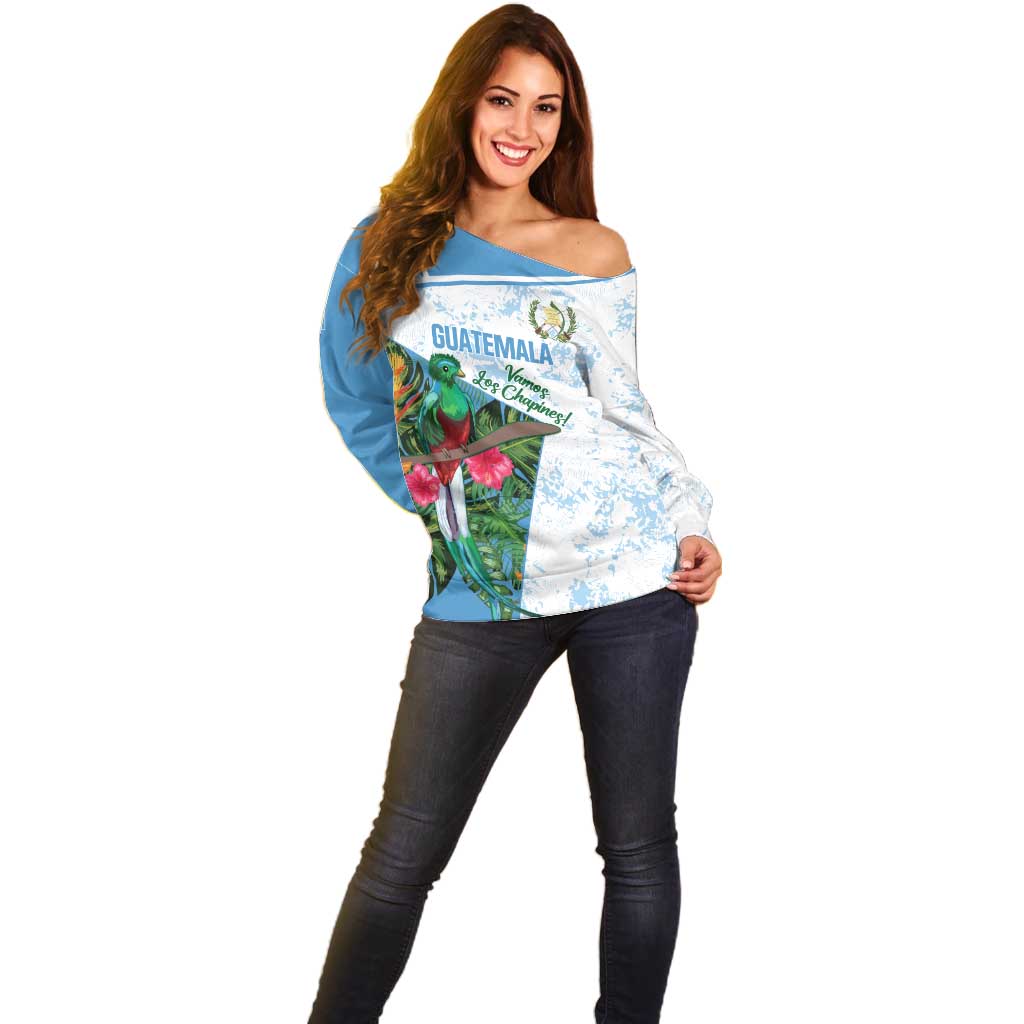Custom Guatemala Football Off Shoulder Sweater Vamos Los Chapines! LT14