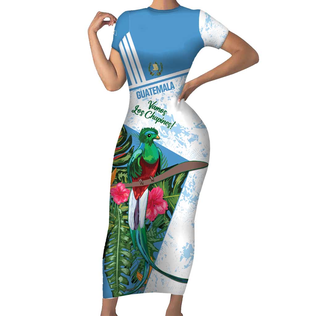 Custom Guatemala Football Short Sleeve Bodycon Dress Vamos Los Chapines! LT14