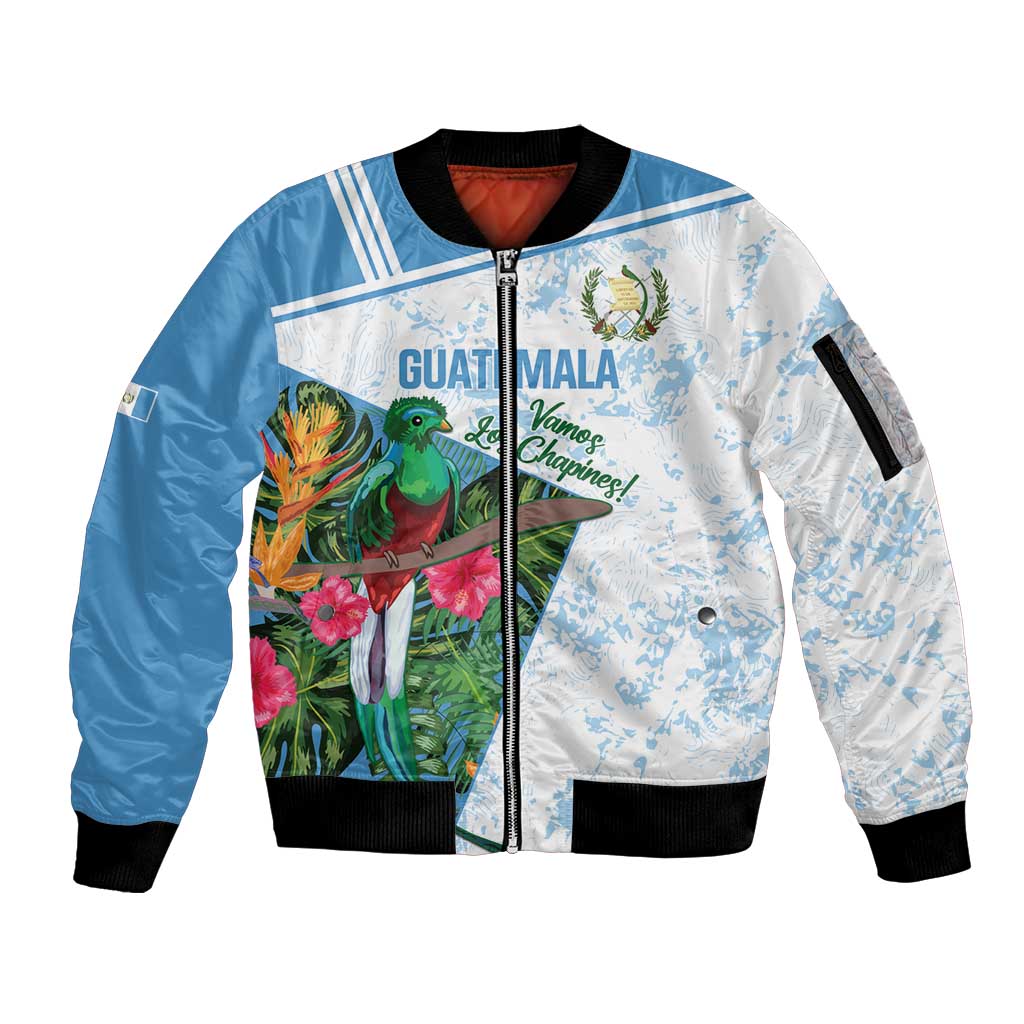 Custom Guatemala Football Sleeve Zip Bomber Jacket Vamos Los Chapines! LT14