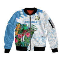 Custom Guatemala Football Sleeve Zip Bomber Jacket Vamos Los Chapines! LT14