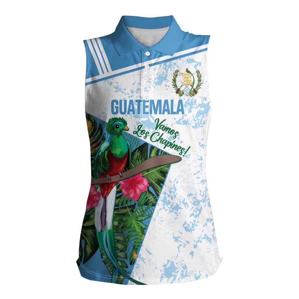 Custom Guatemala Football Women Sleeveless Polo Shirt Vamos Los Chapines! LT14