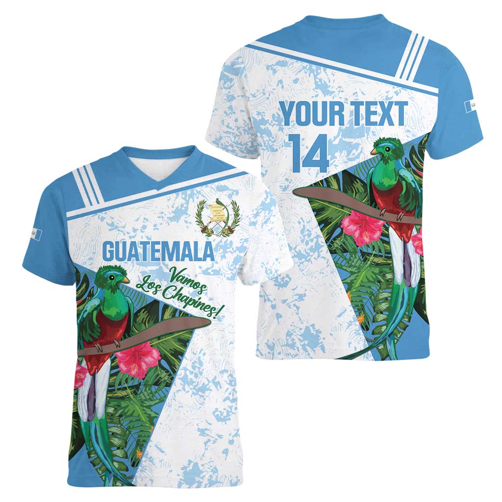 Custom Guatemala Football Women V-Neck T-Shirt Vamos Los Chapines! LT14