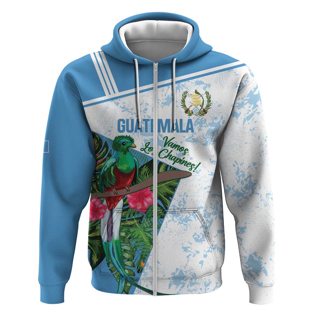 Custom Guatemala Football Zip Hoodie Vamos Los Chapines! LT14