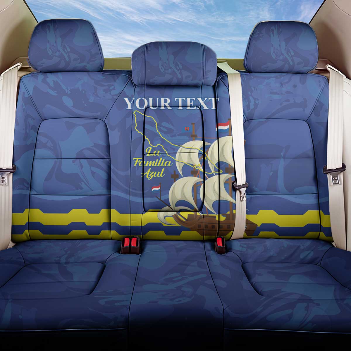 Custom Curacao Football Back Car Seat Cover La Familia Azul
