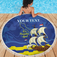 Custom Curacao Football Beach Blanket La Familia Azul
