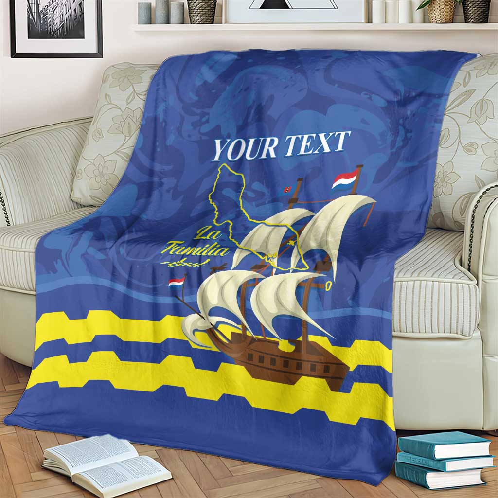 Custom Curacao Football Blanket La Familia Azul