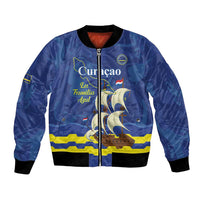 Custom Curacao Football Bomber Jacket La Familia Azul