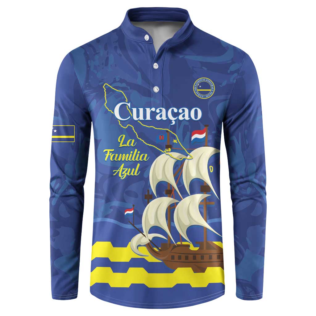 Custom Curacao Football Button Sweatshirt La Familia Azul