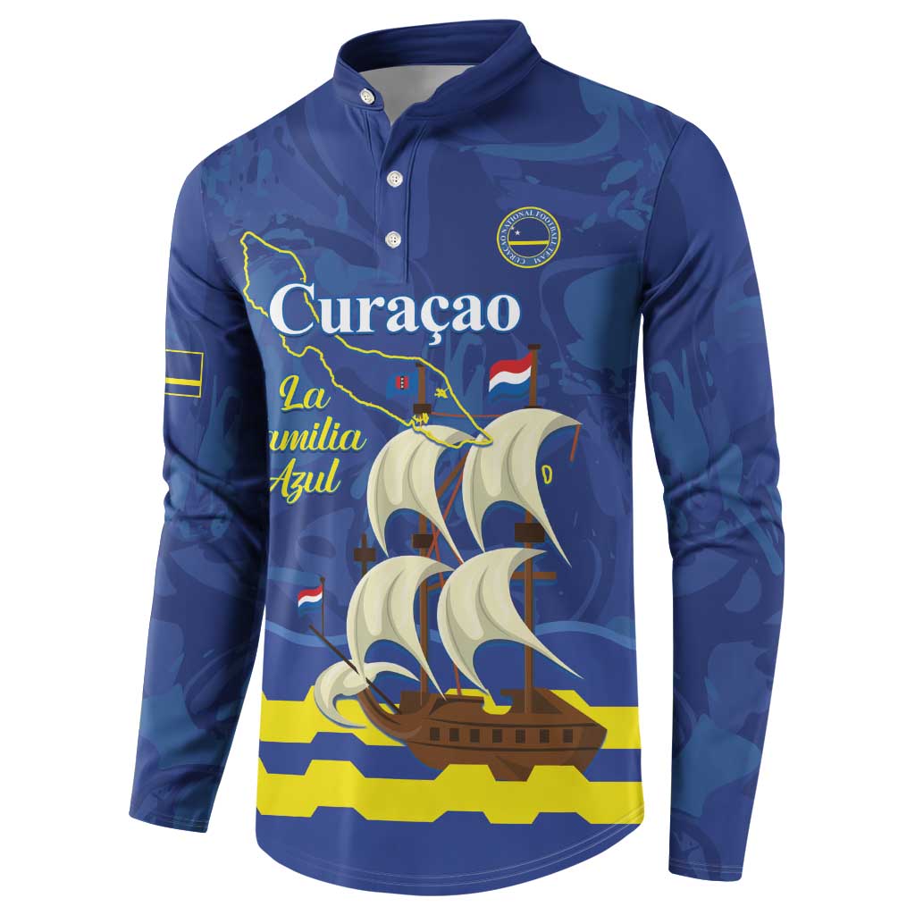 Custom Curacao Football Button Sweatshirt La Familia Azul