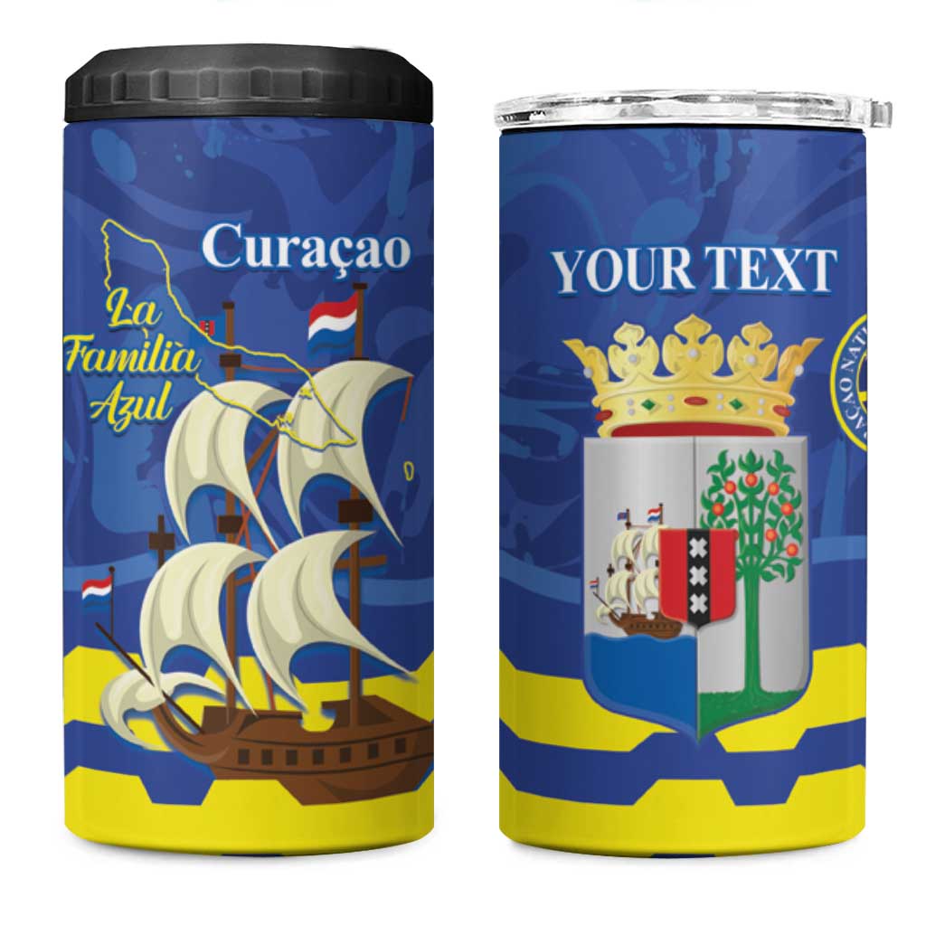 Custom Curacao Football 4 in 1 Can Cooler Tumbler La Familia Azul