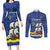Custom Curacao Football Couples Matching Long Sleeve Bodycon Dress and Long Sleeve Button Shirt La Familia Azul
