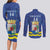 Custom Curacao Football Couples Matching Long Sleeve Bodycon Dress and Long Sleeve Button Shirt La Familia Azul