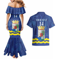 Custom Curacao Football Couples Matching Mermaid Dress and Hawaiian Shirt La Familia Azul