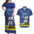 Custom Curacao Football Couples Matching Off Shoulder Maxi Dress and Hawaiian Shirt La Familia Azul