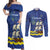 Custom Curacao Football Couples Matching Off Shoulder Maxi Dress and Long Sleeve Button Shirt La Familia Azul