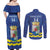 Custom Curacao Football Couples Matching Off Shoulder Maxi Dress and Long Sleeve Button Shirt La Familia Azul