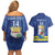 Custom Curacao Football Couples Matching Off Shoulder Short Dress and Hawaiian Shirt La Familia Azul