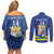 Custom Curacao Football Couples Matching Off Shoulder Short Dress and Long Sleeve Button Shirt La Familia Azul