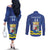Custom Curacao Football Couples Matching Off The Shoulder Long Sleeve Dress and Long Sleeve Button Shirt La Familia Azul
