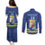 Custom Curacao Football Couples Matching Puletasi and Long Sleeve Button Shirt La Familia Azul