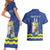 Custom Curacao Football Couples Matching Short Sleeve Bodycon Dress and Hawaiian Shirt La Familia Azul