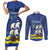 Custom Curacao Football Couples Matching Short Sleeve Bodycon Dress and Long Sleeve Button Shirt La Familia Azul