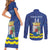 Custom Curacao Football Couples Matching Short Sleeve Bodycon Dress and Long Sleeve Button Shirt La Familia Azul