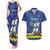 Custom Curacao Football Couples Matching Tank Maxi Dress and Hawaiian Shirt La Familia Azul