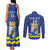 Custom Curacao Football Couples Matching Tank Maxi Dress and Long Sleeve Button Shirt La Familia Azul