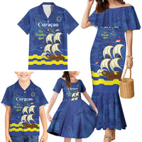 Custom Curacao Football Family Matching Mermaid Dress and Hawaiian Shirt La Familia Azul