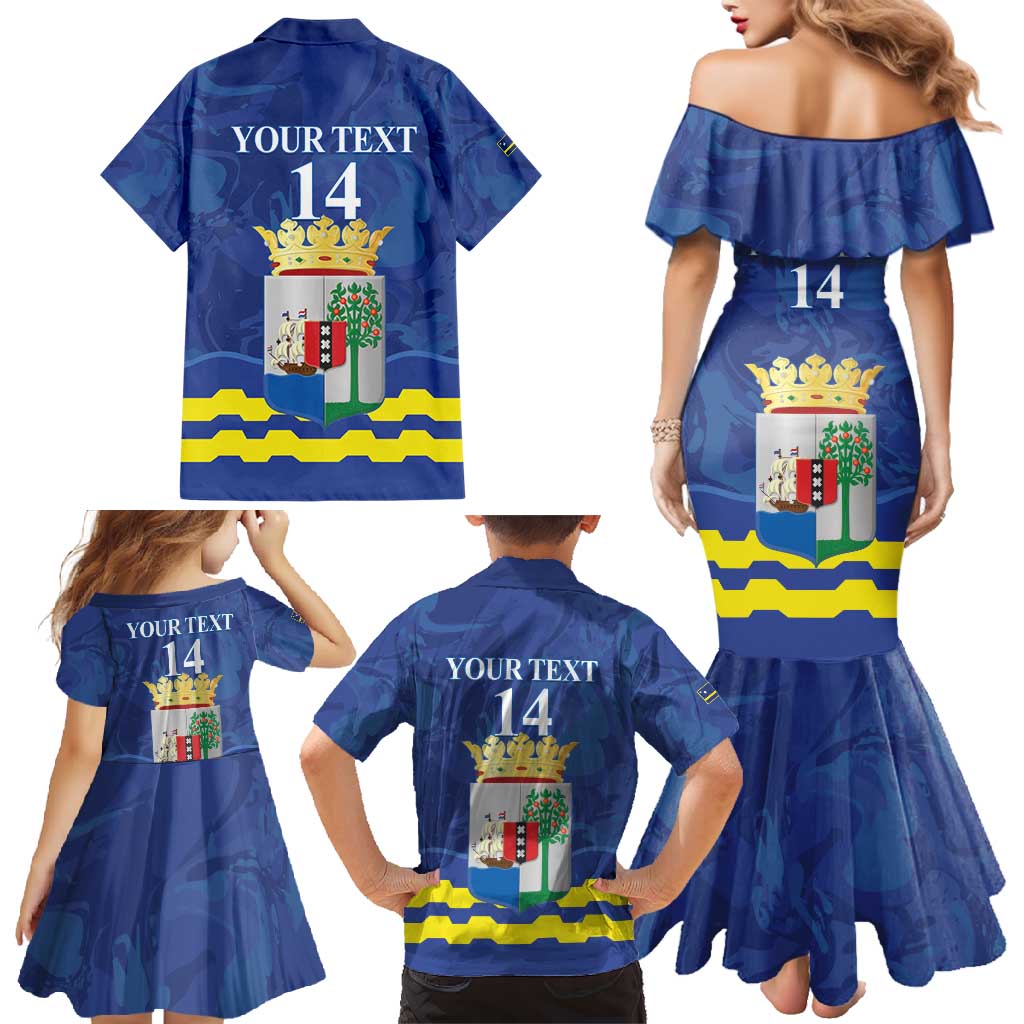 Custom Curacao Football Family Matching Mermaid Dress and Hawaiian Shirt La Familia Azul