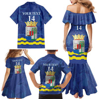 Custom Curacao Football Family Matching Mermaid Dress and Hawaiian Shirt La Familia Azul