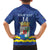 Custom Curacao Football Family Matching Off The Shoulder Long Sleeve Dress and Hawaiian Shirt La Familia Azul