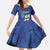 Custom Curacao Football Family Matching Off The Shoulder Long Sleeve Dress and Hawaiian Shirt La Familia Azul