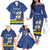 Custom Curacao Football Family Matching Off The Shoulder Long Sleeve Dress and Hawaiian Shirt La Familia Azul