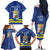 Custom Curacao Football Family Matching Off The Shoulder Long Sleeve Dress and Hawaiian Shirt La Familia Azul