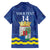 Custom Curacao Football Family Matching Off The Shoulder Long Sleeve Dress and Hawaiian Shirt La Familia Azul