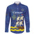 Custom Curacao Football Family Matching Off The Shoulder Long Sleeve Dress and Hawaiian Shirt La Familia Azul