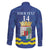 Custom Curacao Football Family Matching Off The Shoulder Long Sleeve Dress and Hawaiian Shirt La Familia Azul