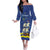 Custom Curacao Football Family Matching Off The Shoulder Long Sleeve Dress and Hawaiian Shirt La Familia Azul