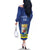 Custom Curacao Football Family Matching Off The Shoulder Long Sleeve Dress and Hawaiian Shirt La Familia Azul