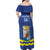 Custom Curacao Football Family Matching Off Shoulder Maxi Dress and Hawaiian Shirt La Familia Azul