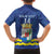 Custom Curacao Football Family Matching Off Shoulder Short Dress and Hawaiian Shirt La Familia Azul