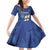 Custom Curacao Football Family Matching Off Shoulder Short Dress and Hawaiian Shirt La Familia Azul