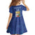Custom Curacao Football Family Matching Off Shoulder Short Dress and Hawaiian Shirt La Familia Azul