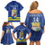 Custom Curacao Football Family Matching Off Shoulder Short Dress and Hawaiian Shirt La Familia Azul