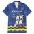 Custom Curacao Football Family Matching Off Shoulder Short Dress and Hawaiian Shirt La Familia Azul