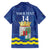 Custom Curacao Football Family Matching Off Shoulder Short Dress and Hawaiian Shirt La Familia Azul