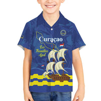 Custom Curacao Football Family Matching Puletasi and Hawaiian Shirt La Familia Azul