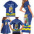 Custom Curacao Football Family Matching Short Sleeve Bodycon Dress and Hawaiian Shirt La Familia Azul
